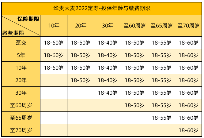 投保年齡與繳費(fèi)期限