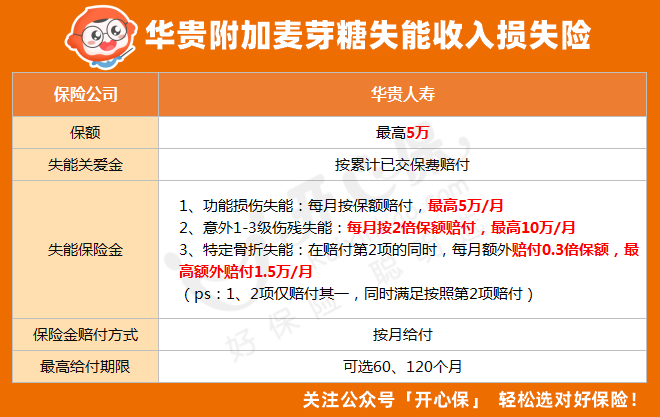 2華貴附加麥芽糖失能收入損失險