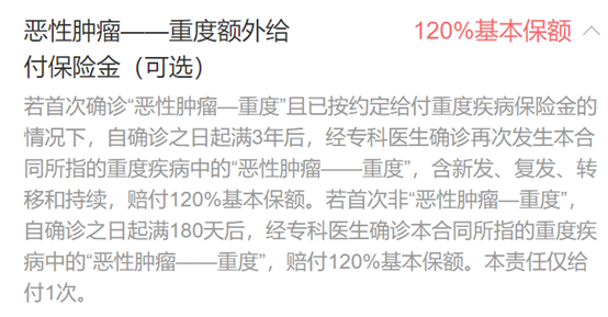 小青龙2恶性肿瘤重度额外给付保险金