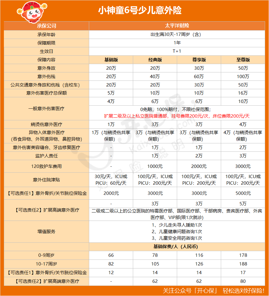 小神童6號(hào)少兒意外險(xiǎn)